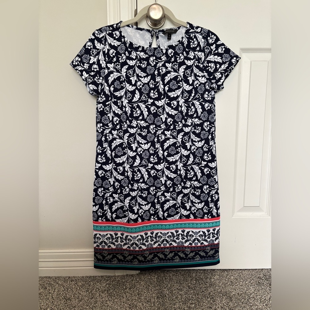Navy and White Floral Dress